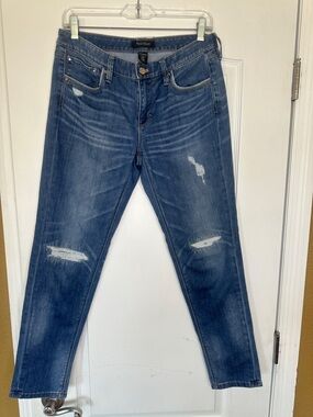 White House Black Market Women’s Slim Straight Girlfriend Distressed Blue Jeans